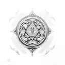 Epicurean philosophy symbol with Roman Empire motifs tattoo design idea