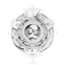 Epicurean philosophy symbol with Roman Empire motifs tattoo design idea