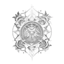 Epicurean philosophy symbol with Roman Empire motifs tattoo design idea
