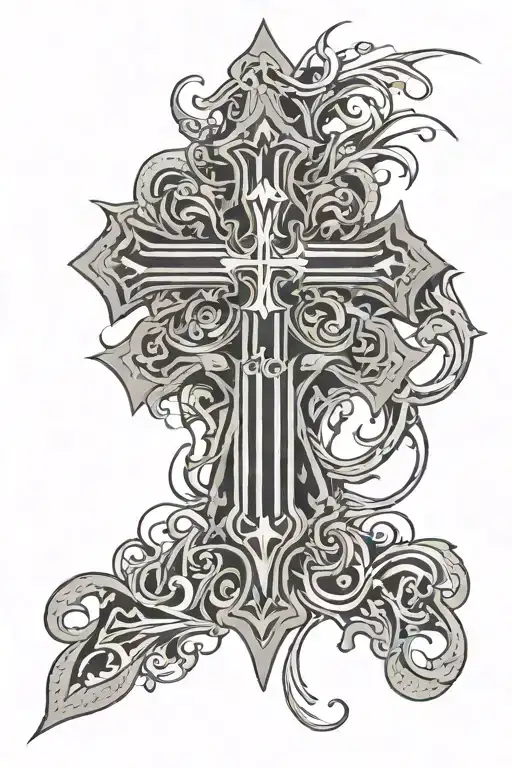 cyber sigilism cross tattoo design idea