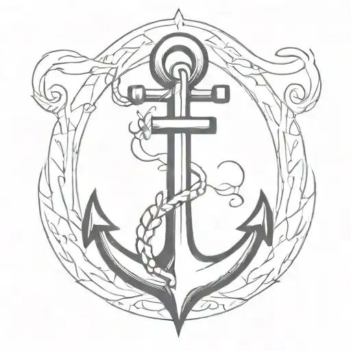 Anchor with mercy in middle surrounded tattoo design idea