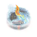 driver behind wheel in car in the night with the lighter setting the fire tattoo design idea