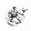 sisyphus pushing the rock with 1 arm tattoo design idea