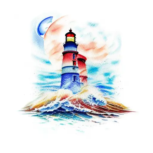 lighthouse watercolour tattoo design idea