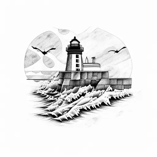 lighthouse watercolour tattoo design idea
