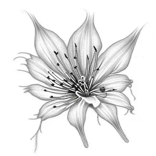 spider lily with love in Korean written next to it tattoo design idea