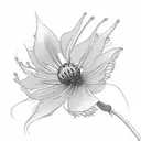 spider lily with love in Korean written next to it tattoo design idea