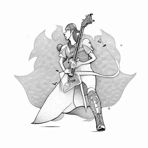 Hero with guitar as weapon  tattoo design idea