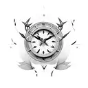 clock with cross and rose with thorns  tattoo design idea