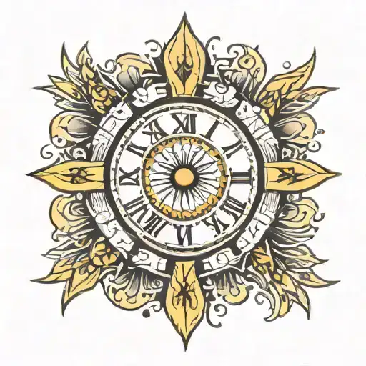 half sun with may 28 2024 Roman numerals  tattoo design idea