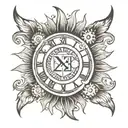 half sun with may 28 2024 Roman numerals  tattoo design idea