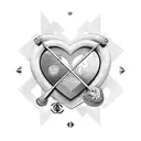 A heart-shaped Chanel logo with Sagittarius symbol tattoo design idea