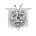 A heart-shaped Chanel logo with Sagittarius symbol tattoo design idea