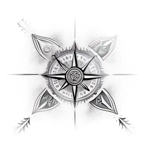 viking raven with the viking compass tattoo design idea