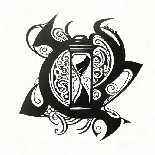 Hourglass clock time running tattoo design idea