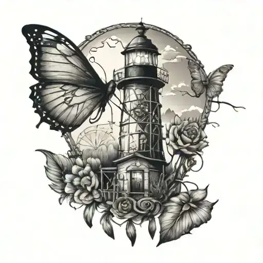 lighthouse dreamcatcher butterfly monkey elephant tattoo design idea