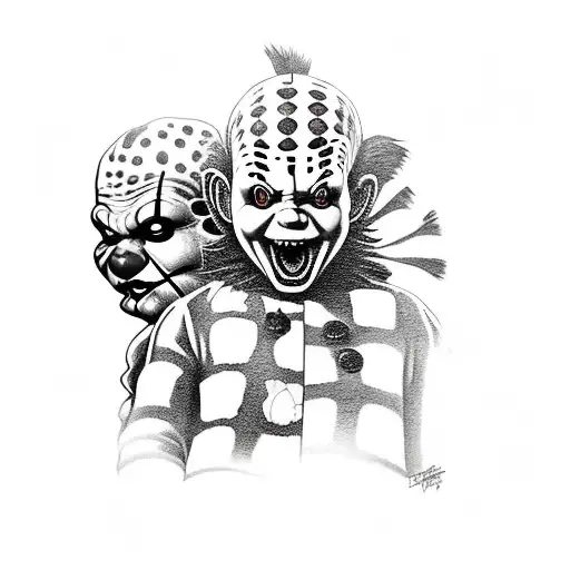 Freddy Kruger,Jason voonheers, chucky and pennywise walking across Abby street tattoo design idea