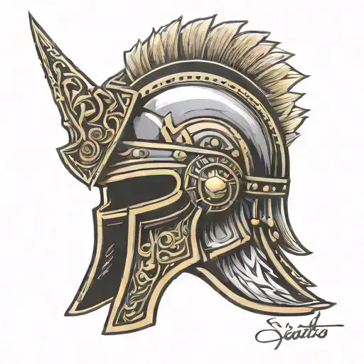 Sparta helmet fine line tattoo tattoo design idea
