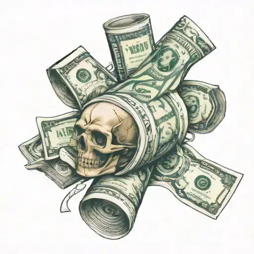 £50 roll of money tattoo design idea