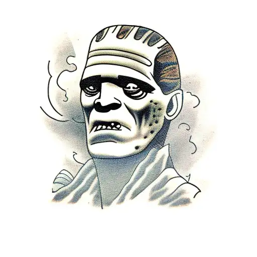 Frankenstein and sunflowers tattoo design idea