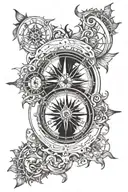 clock Compass combined Sun moon surrounded tattoo design idea