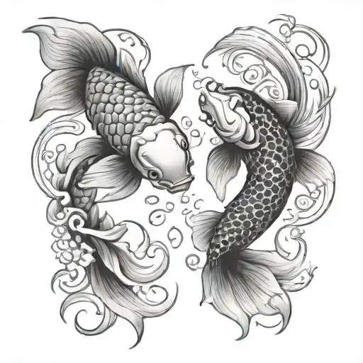 koi fish yin yang tattoo design idea