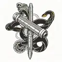 starwars lightsaber, snake wrapped, cross tattoo tattoo design idea