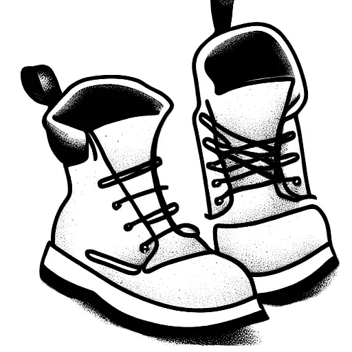 black worker boots, rock tattoo design idea