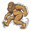 Sasquatch with a cat  tattoo design idea