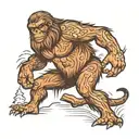 Sasquatch with a cat  tattoo design idea