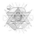 beach sunset in triangle tattoo design idea