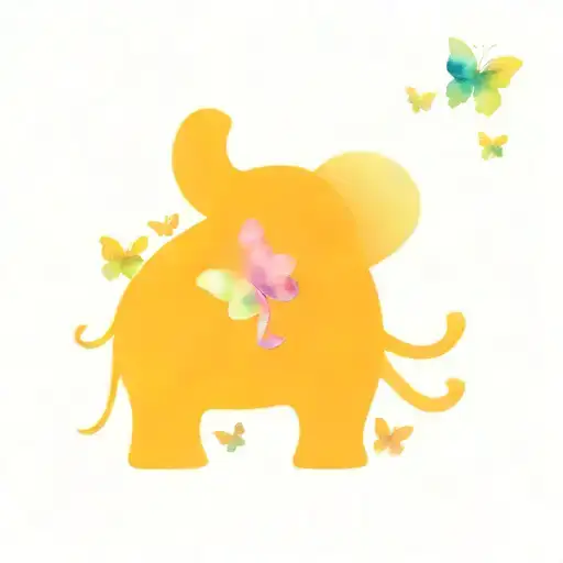 elephant playing with butterflies  tattoo design idea