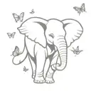elephant playing with butterflies  tattoo design idea