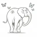 elephant playing with butterflies  tattoo design idea