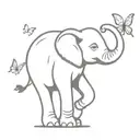elephant playing with butterflies  tattoo design idea