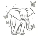 elephant playing with butterflies  tattoo design idea