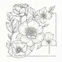 January, July and September birth flower tattoo design idea