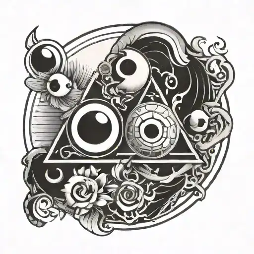 illuminati and yingyang together tattoo design idea