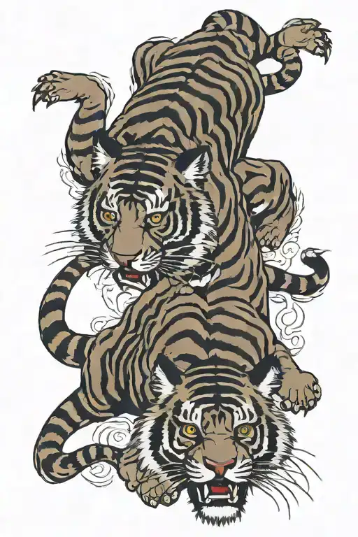 Asian tiger tattoo design idea