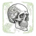 color outline of human skull anatomy tattoo design idea