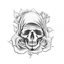death before dishonor skull and roses tattoo design idea