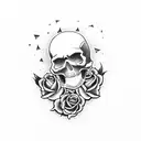 death before dishonor skull and roses tattoo design idea