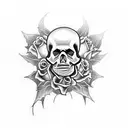 death before dishonor skull and roses tattoo design idea