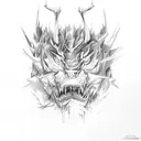 A menacing predator with sharp teeth and claws, camouflaged in a dense forest tattoo design idea