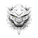 A menacing predator with sharp teeth and claws, camouflaged in a dense forest tattoo design idea