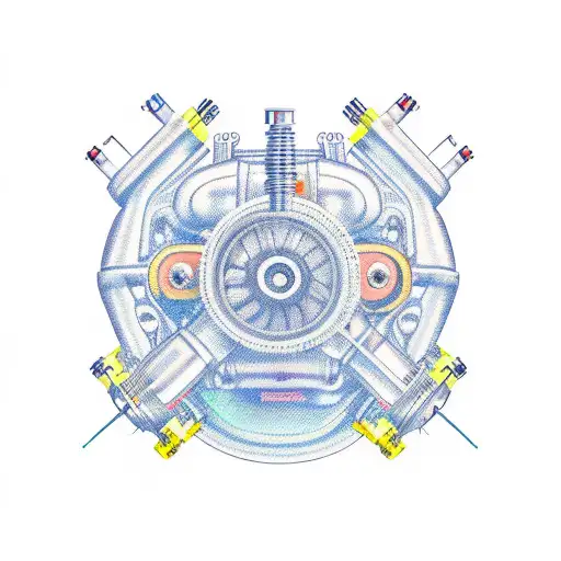 automotive bio mechanical tattoo design idea