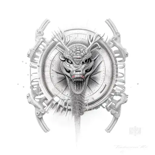 bio mechanical tattoo design idea