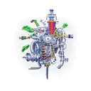 automotive bio mechanical tattoo design idea