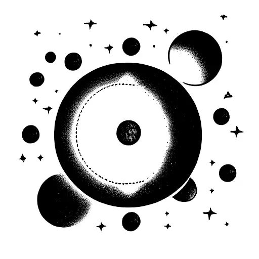 Planet earth, the solar System and Black Hole combined together tattoo design idea
