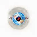 Planet earth, the solar System and Black Hole connected with each other tattoo design idea